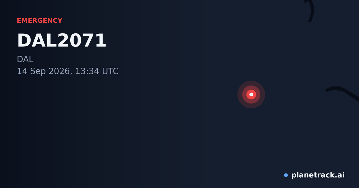 Map of where DAL2071's emergency: squawk 7600 happened