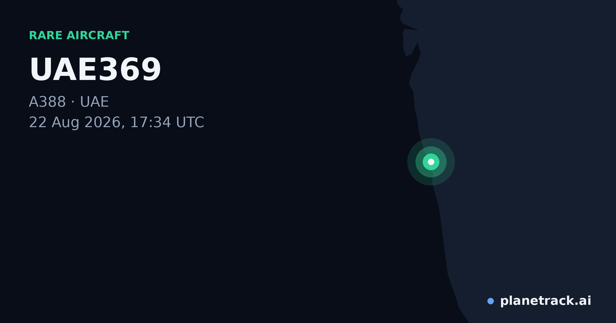 Map of where UAE369's rare aircraft happened
