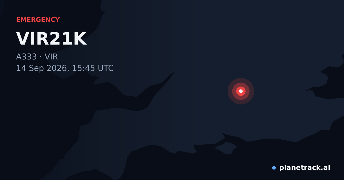 Map of where VIR21K's emergency: squawk 7500 happened