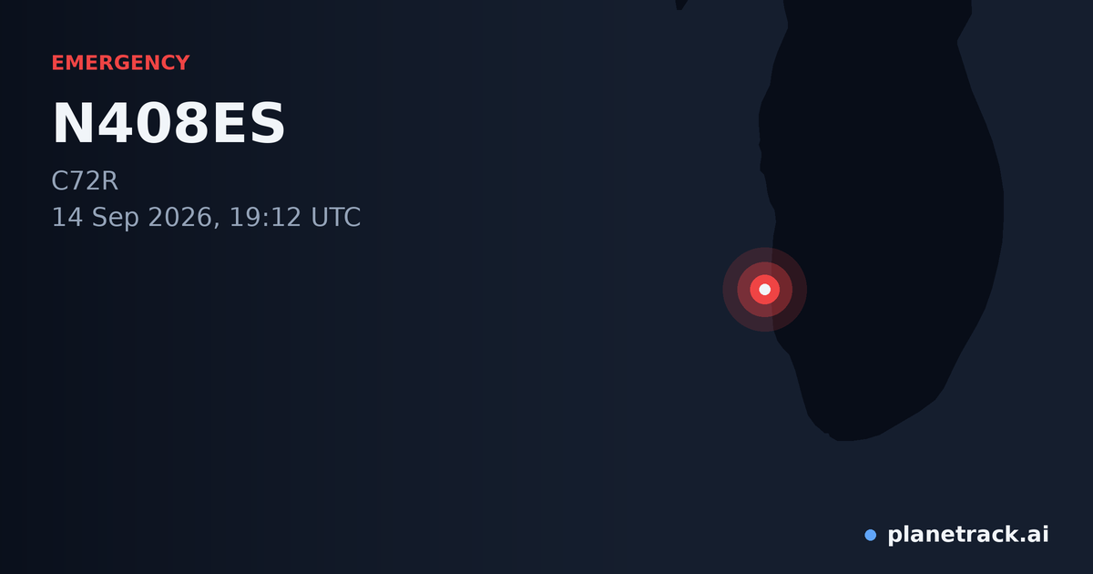 Map of where N408ES's emergency: squawk 7500 happened