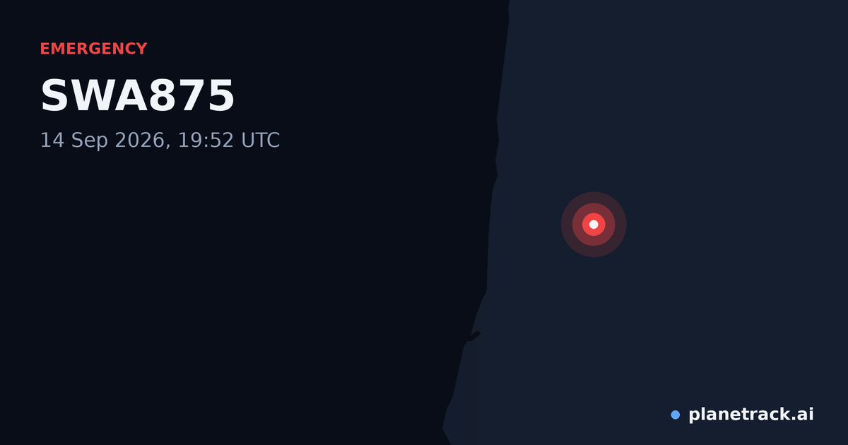 Map of where SWA875's emergency: squawk 7700 happened