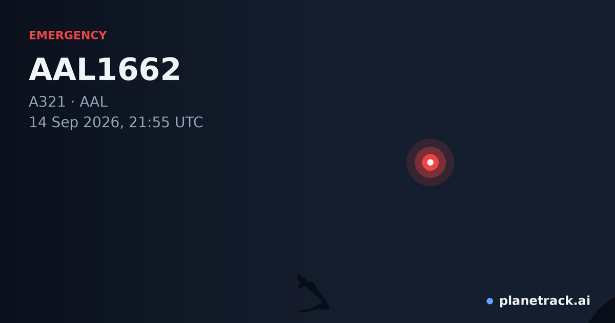 Map of where AAL1662's emergency: squawk 7700 happened