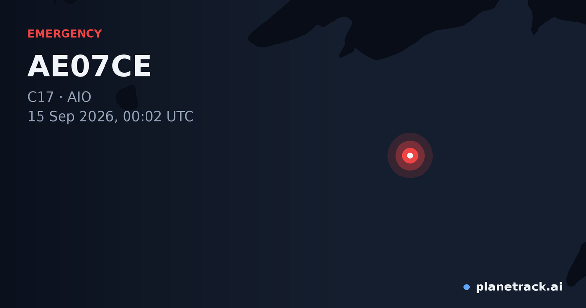 Map of where AE07CE's emergency: squawk 7700 happened