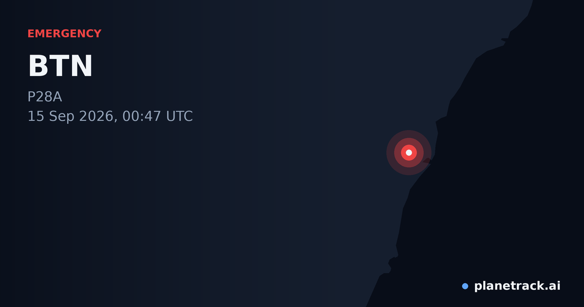 Map of where BTN's emergency: squawk 7500 happened