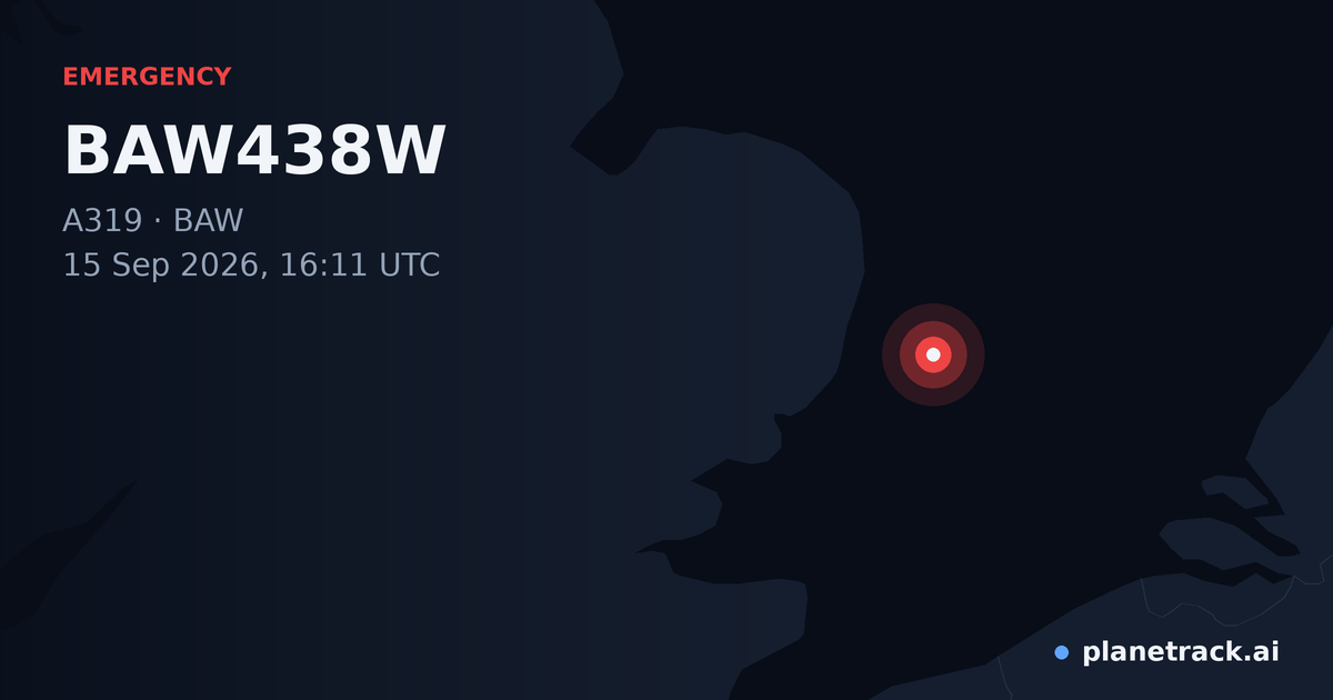Map of where BAW438W's emergency: squawk 7600 happened