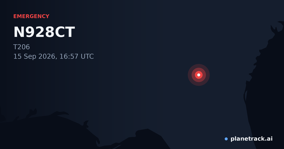 Map of where N928CT's emergency: squawk 7600 happened