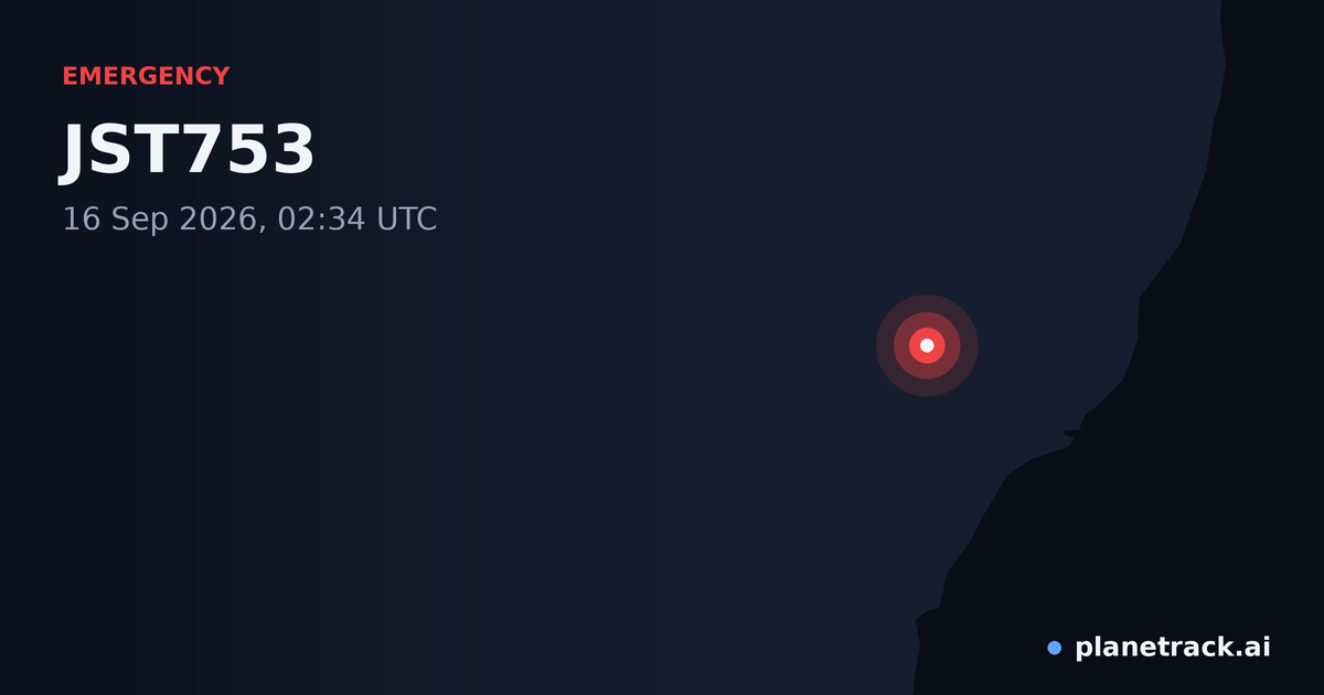 Map of where JST753's emergency: squawk 7500 happened