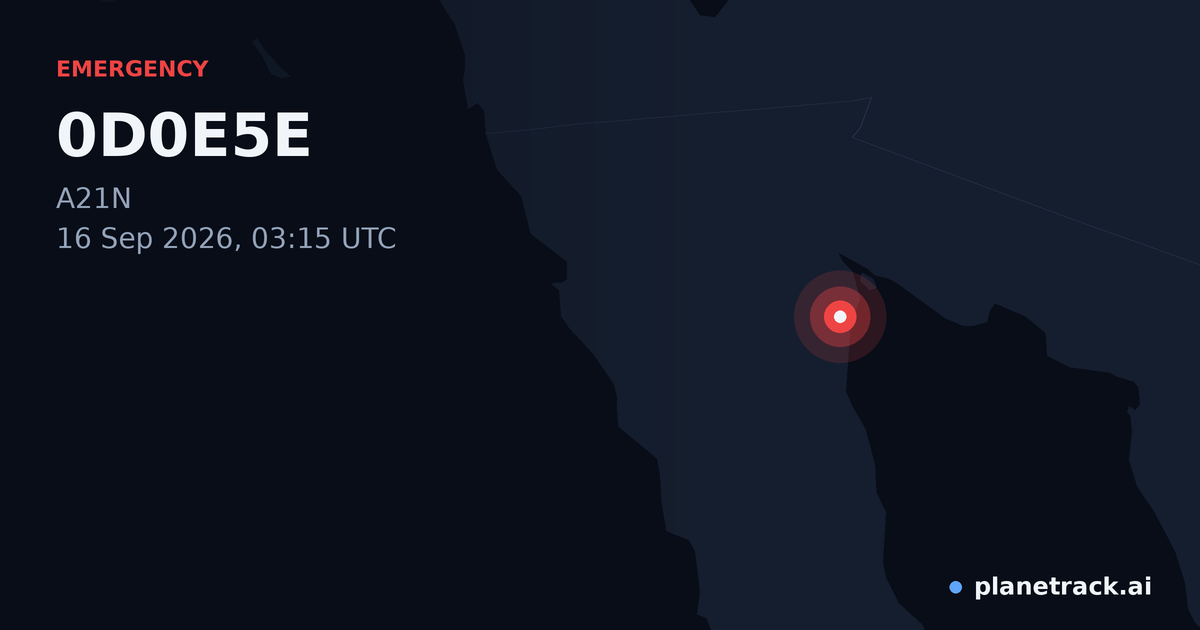 Map of where 0D0E5E's emergency: squawk 7600 happened