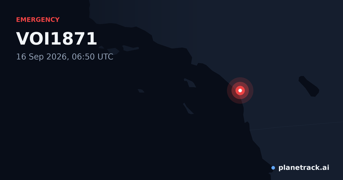 Map of where VOI1871's emergency: squawk 7500 happened