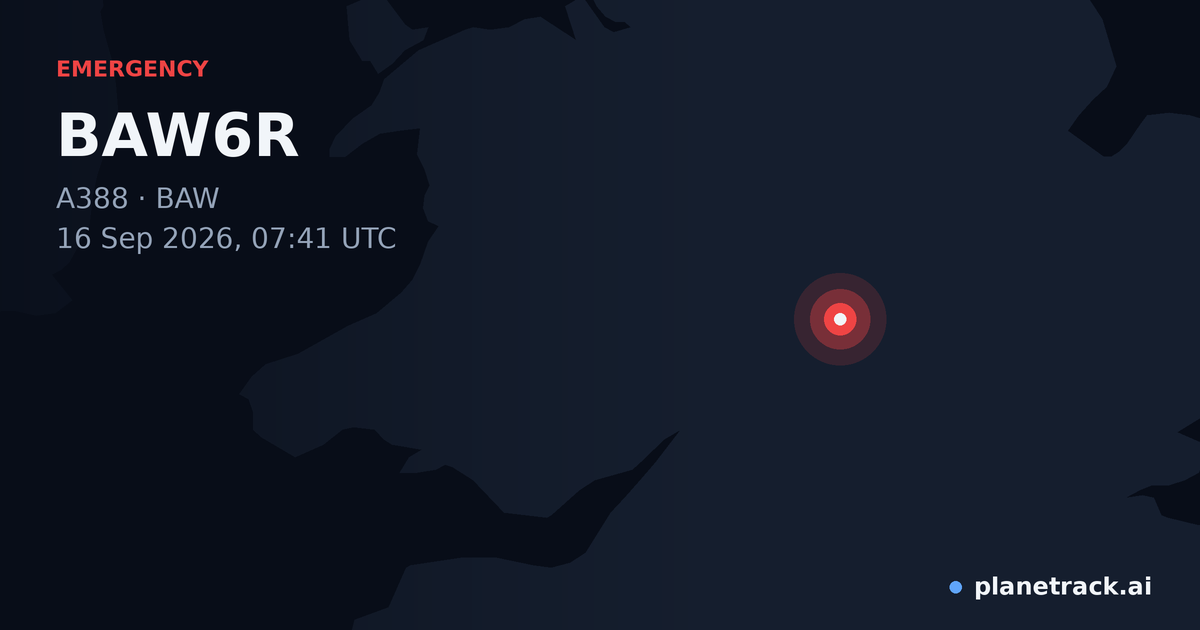 Map of where BAW6R's emergency: squawk 7500 happened