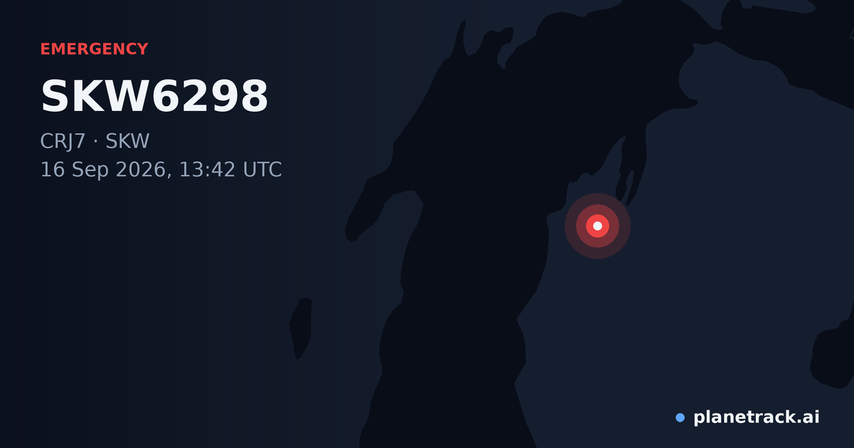 Map of where SKW6298's emergency: squawk 7700 happened