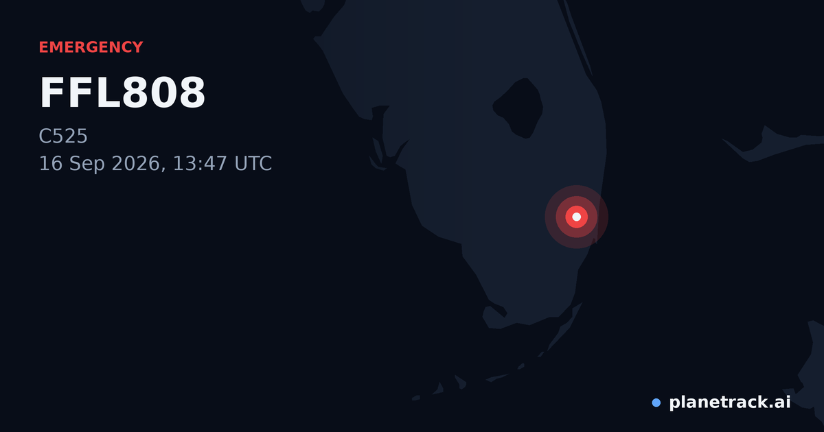 Map of where FFL808's emergency: squawk 7500 happened