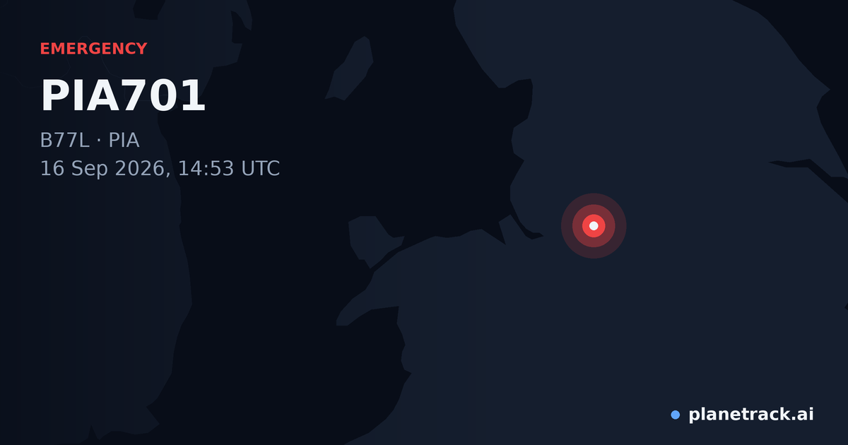 Map of where PIA701's emergency: squawk 7700 happened