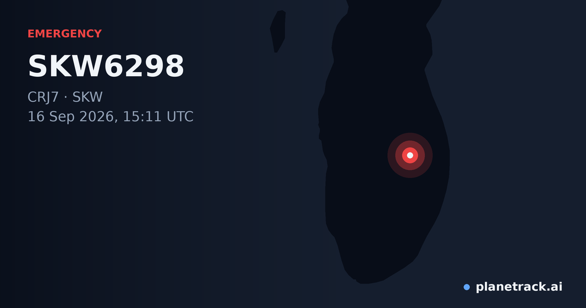 Map of where SKW6298's emergency: squawk 7700 happened
