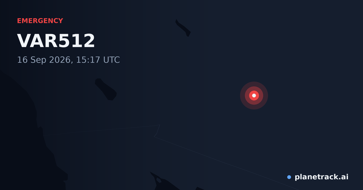 Map of where VAR512's emergency: squawk 7700 happened