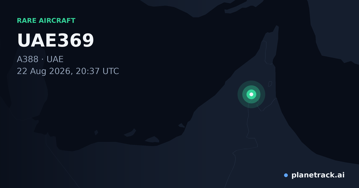 Map of where UAE369's rare aircraft happened