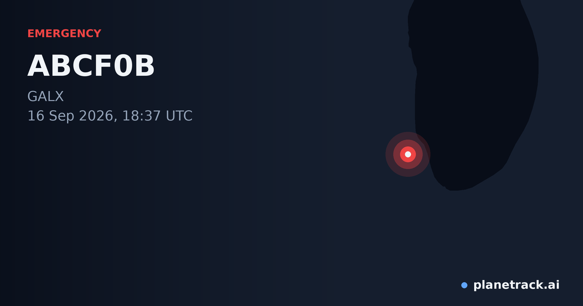 Map of where ABCF0B's emergency: squawk 7600 happened