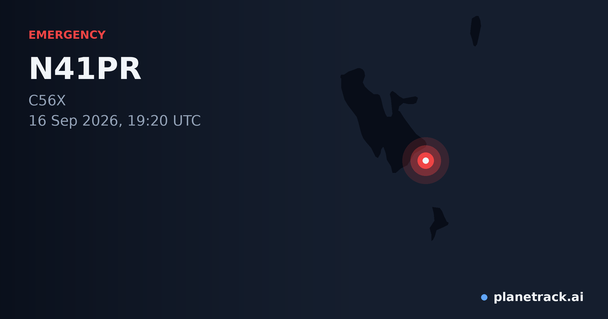 Map of where N41PR's emergency: squawk 7500 happened