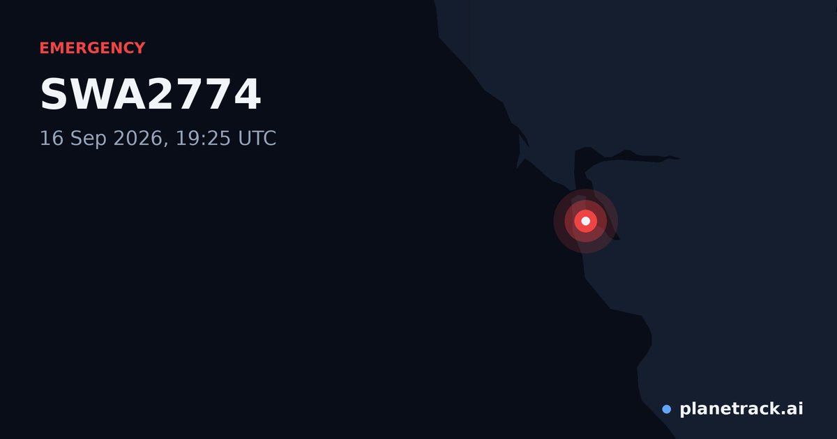 Map of where SWA2774's emergency: squawk 7600 happened