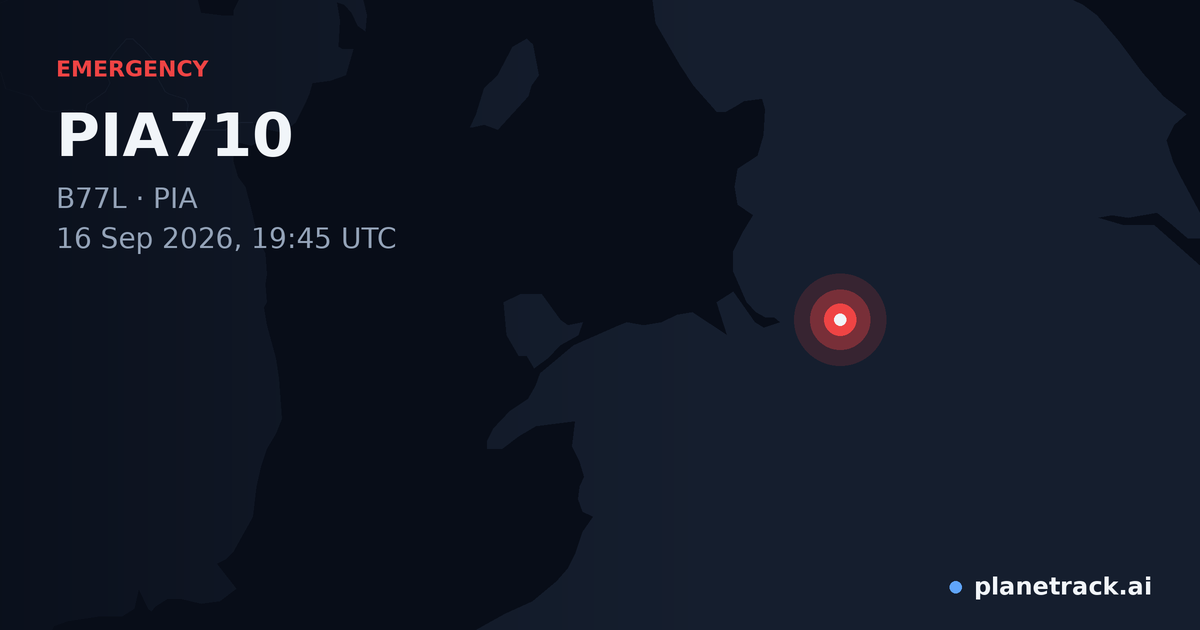Map of where PIA710's emergency: squawk 7700 happened