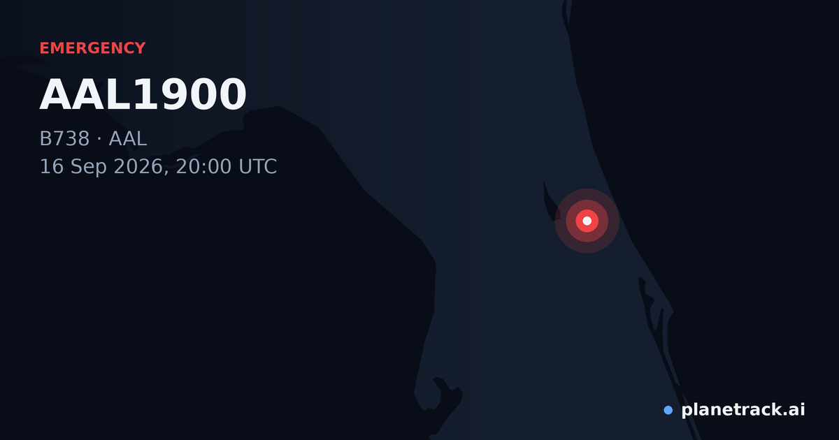 Map of where AAL1900's emergency: squawk 7600 happened