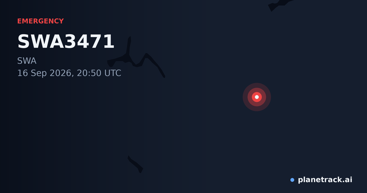 Map of where SWA3471's emergency: squawk 7700 happened