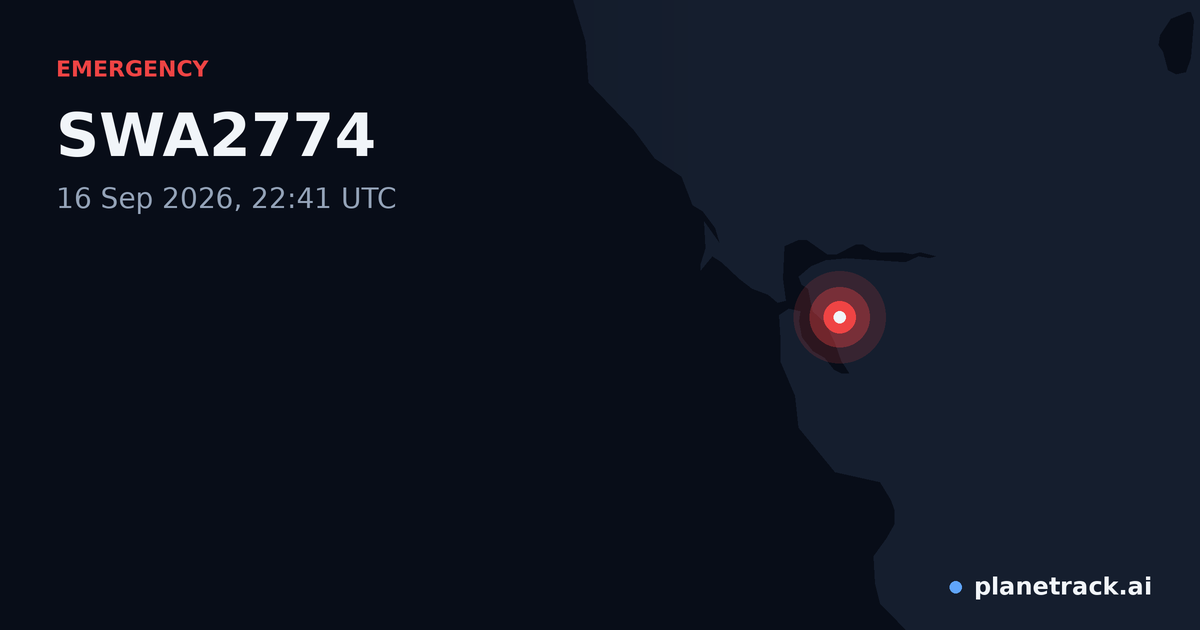 Map of where SWA2774's emergency: squawk 7600 happened