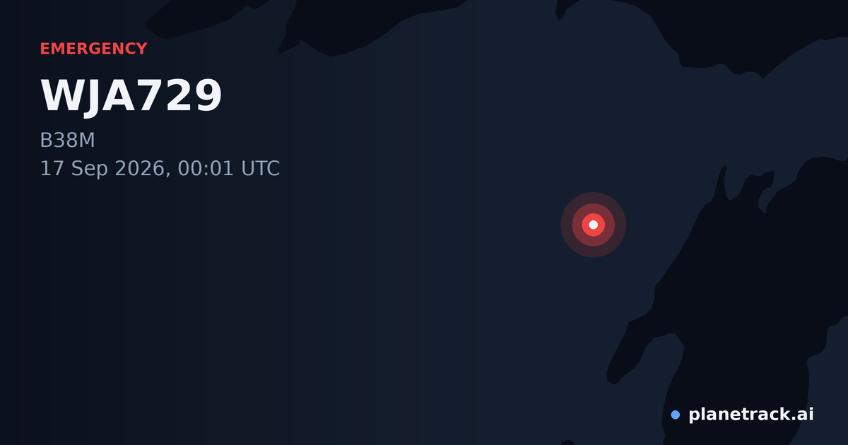 Map of where WJA729's emergency: squawk 7500 happened