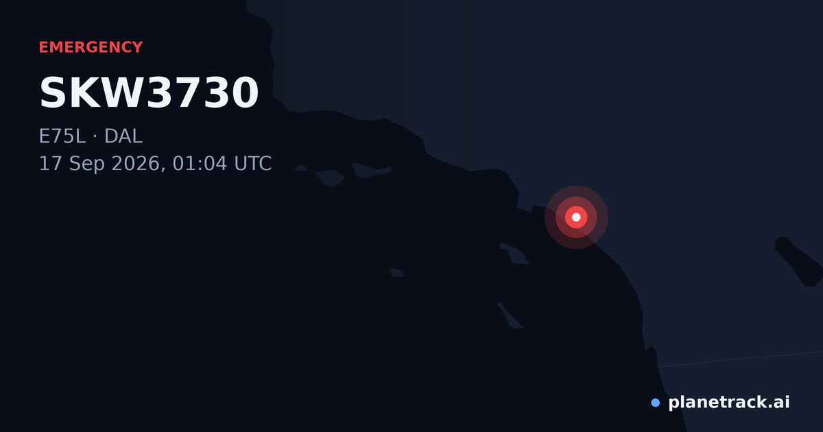 Map of where SKW3730's emergency: squawk 7500 happened