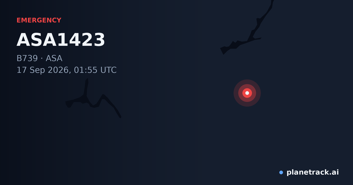 Map of where ASA1423's emergency: squawk 7500 happened