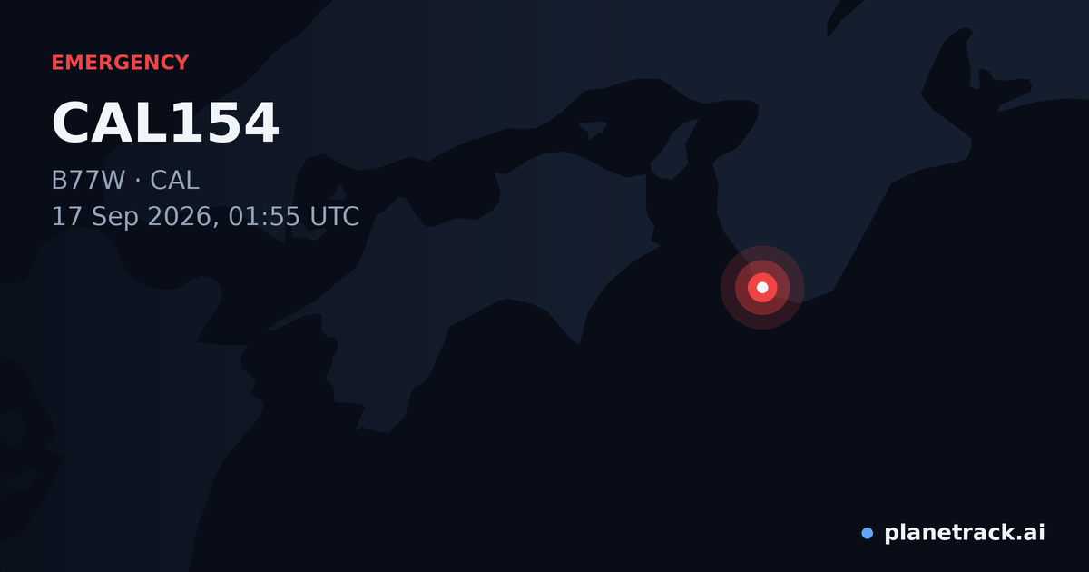 Map of where CAL154's emergency: squawk 7500 happened