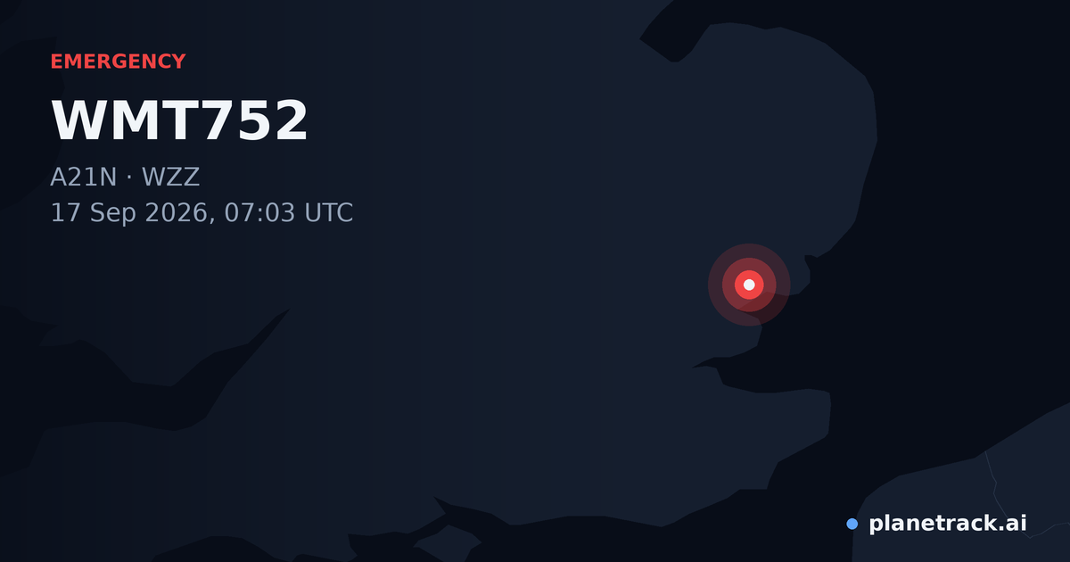 Map of where WMT752's emergency: squawk 7600 happened
