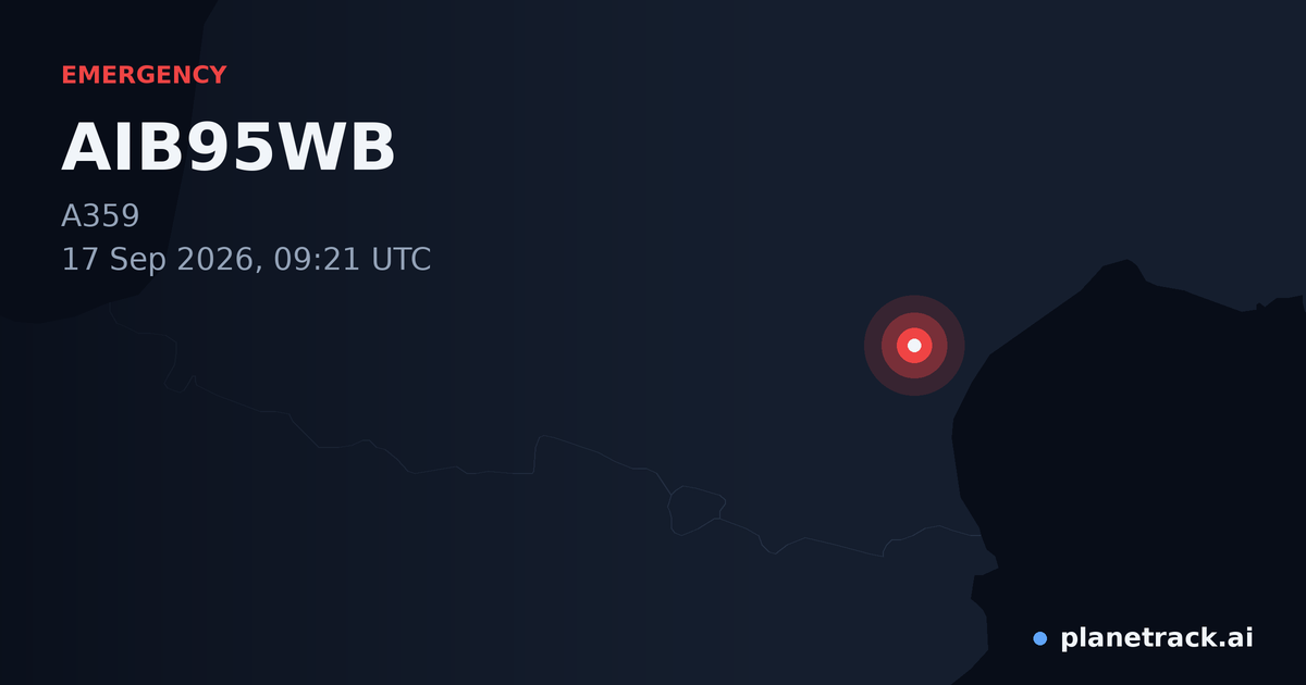 Map of where AIB95WB's emergency: squawk 7700 happened