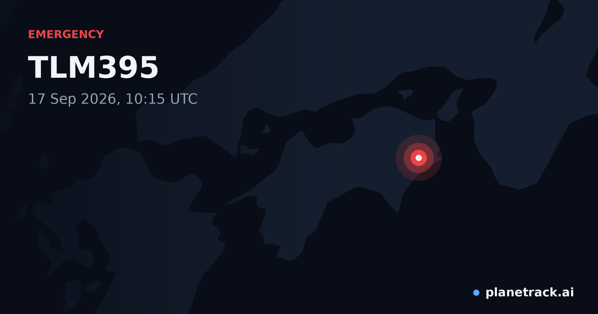 Map of where TLM395's emergency: squawk 7500 happened