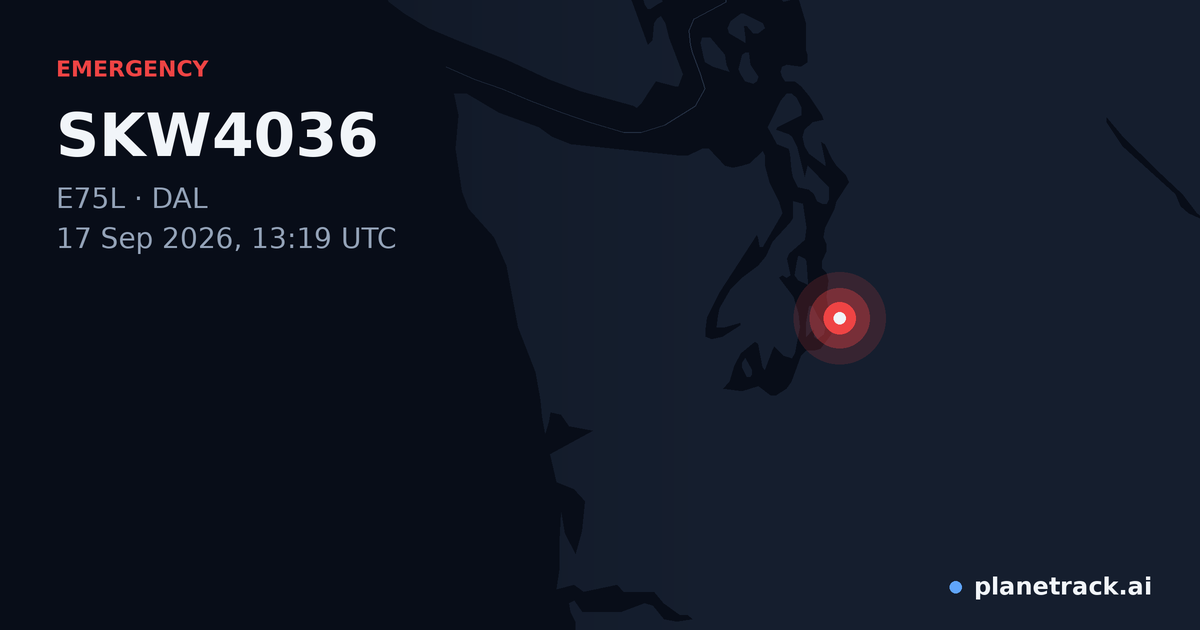 Map of where SKW4036's emergency: squawk 7500 happened
