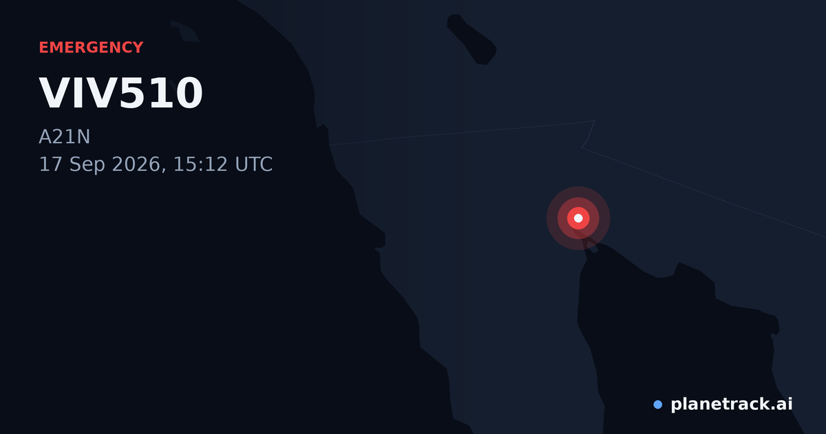 Map of where VIV510's emergency: squawk 7600 happened