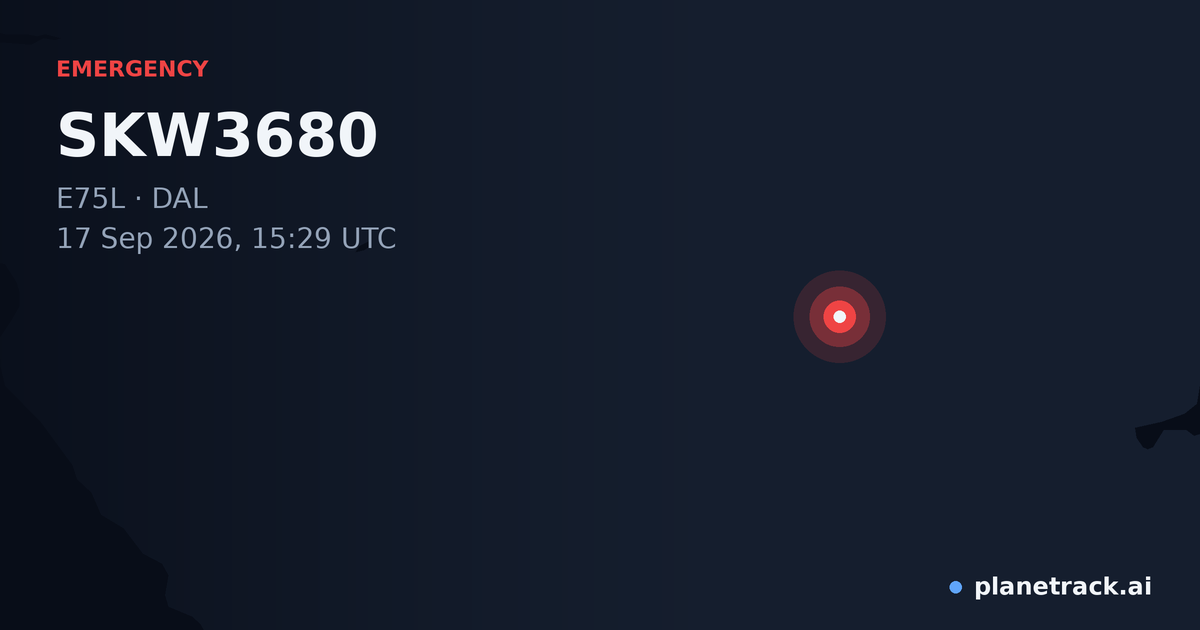 Map of where SKW3680's emergency: squawk 7500 happened
