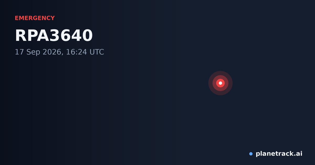 Map of where RPA3640's emergency: squawk 7700 happened