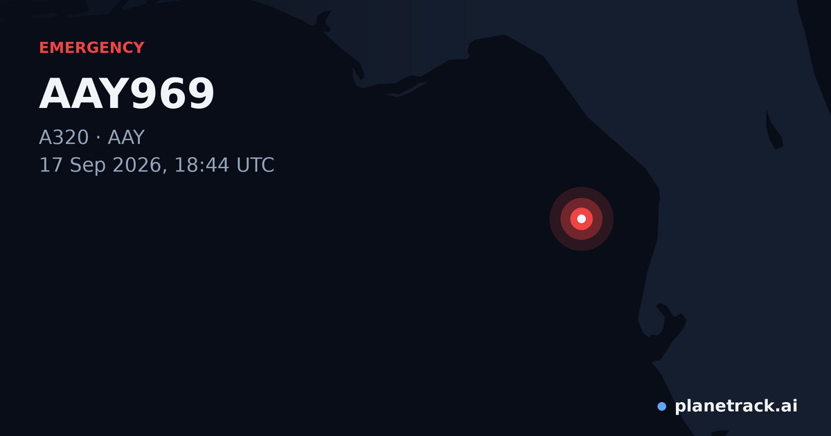Map of where AAY969's emergency: squawk 7500 happened