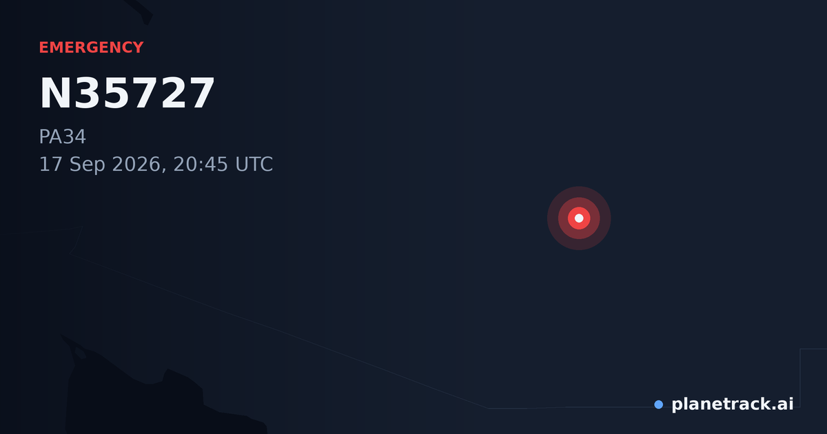 Map of where N35727's emergency: squawk 7700 happened