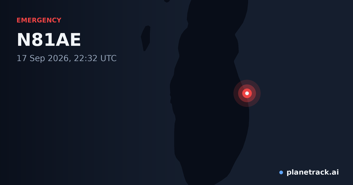 Map of where N81AE's emergency: squawk 7700 happened