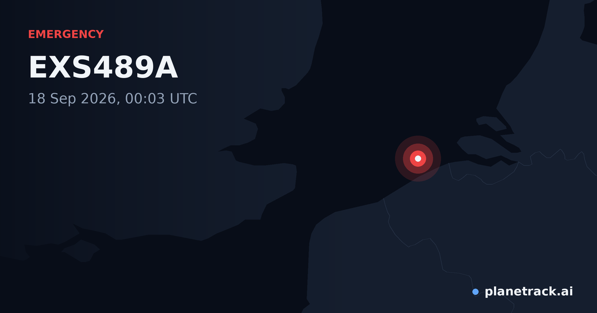 Map of where EXS489A's emergency: squawk 7700 happened