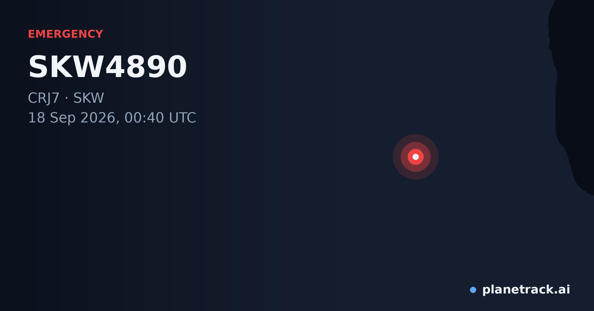 Map of where SKW4890's emergency: squawk 7600 happened