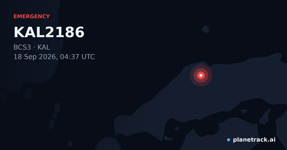 Map of where KAL2186's emergency: squawk 7600 happened