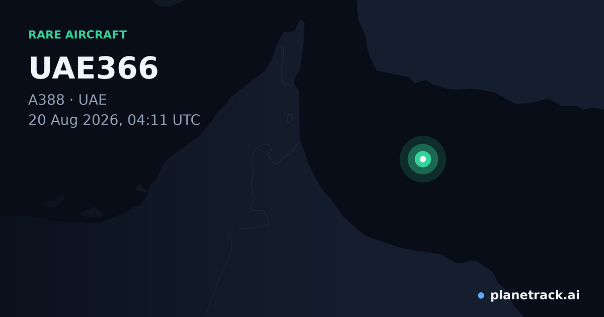 Map of where UAE366's rare aircraft happened