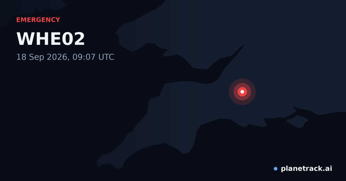 Map of where WHE02's emergency: squawk 7700 happened