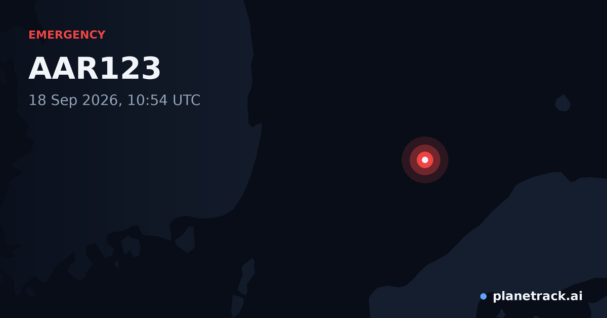Map of where AAR123's emergency: squawk 7700 happened