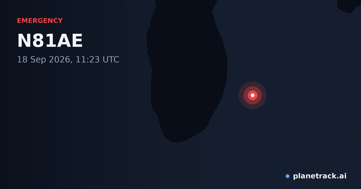 Map of where N81AE's emergency: squawk 7700 happened