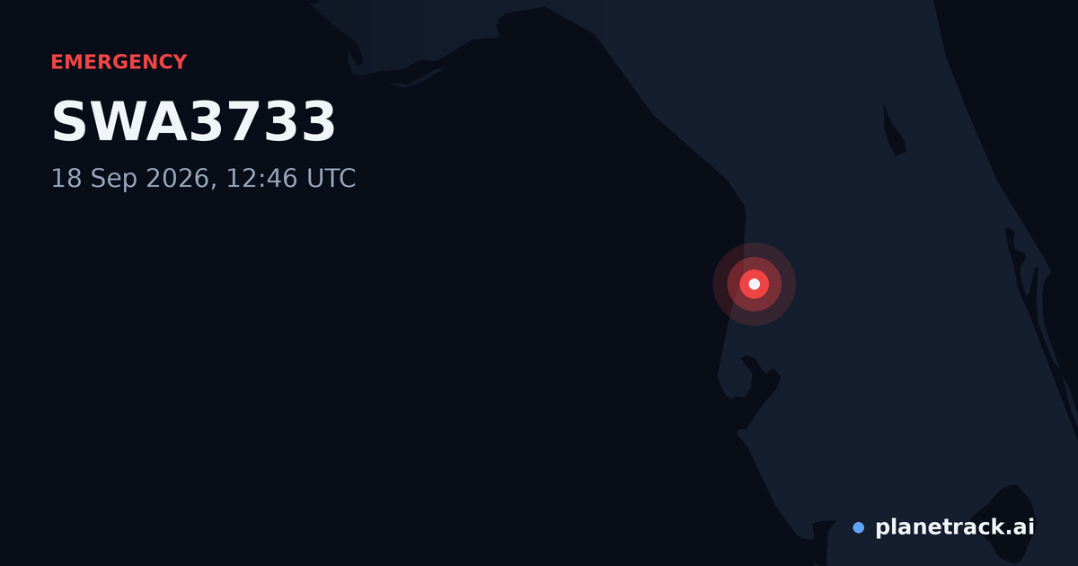 Map of where SWA3733's emergency: squawk 7500 happened