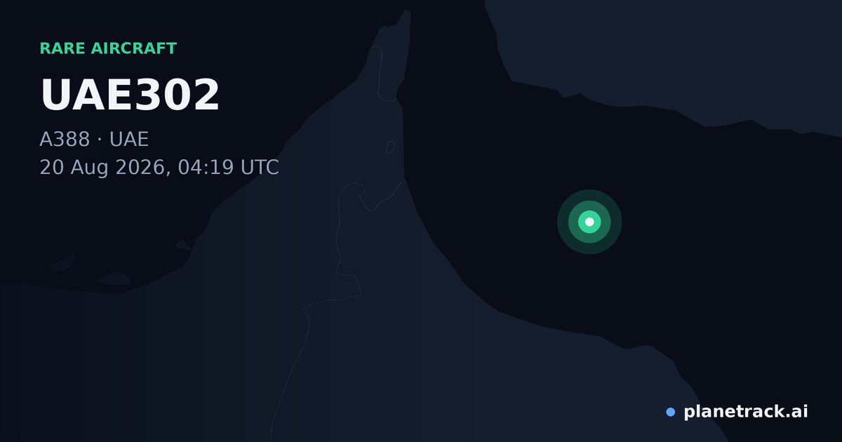 Map of where UAE302's rare aircraft happened